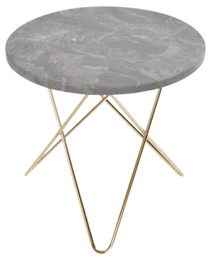 Grey Marble and Brass Mini O Table by OxDenmarq