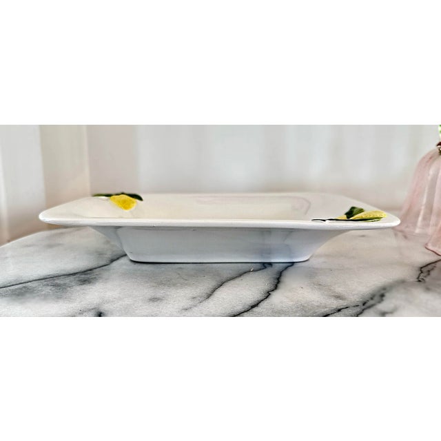 Mediterranean Late 20th Century White Lemon Ceramic Hand Crafted Italian Platter For Sale - Image 3 of 7
