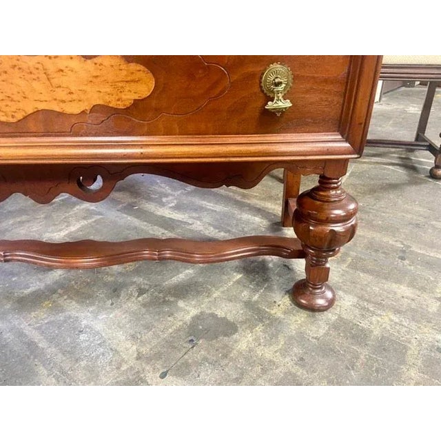 Wood Early 20th Century Antique Spanish Revival Walnut and Burlwood China Cabinet For Sale - Image 7 of 9