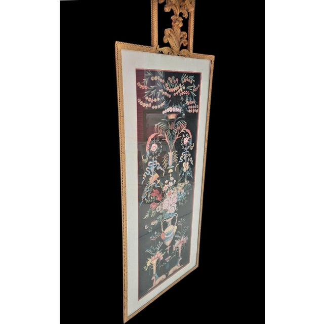 Black 1980s Oversized John Richard Chinoiserie Botanical Framed Wall Art With Gilt Rope Architectural Pediment Crest For Sale - Image 8 of 11