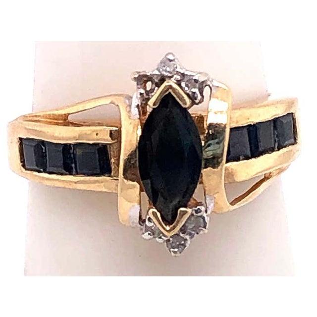 Gold 14 Karat Yellow Gold Sapphire Ring With Diamond Accents, Size 6.5 For Sale - Image 8 of 8