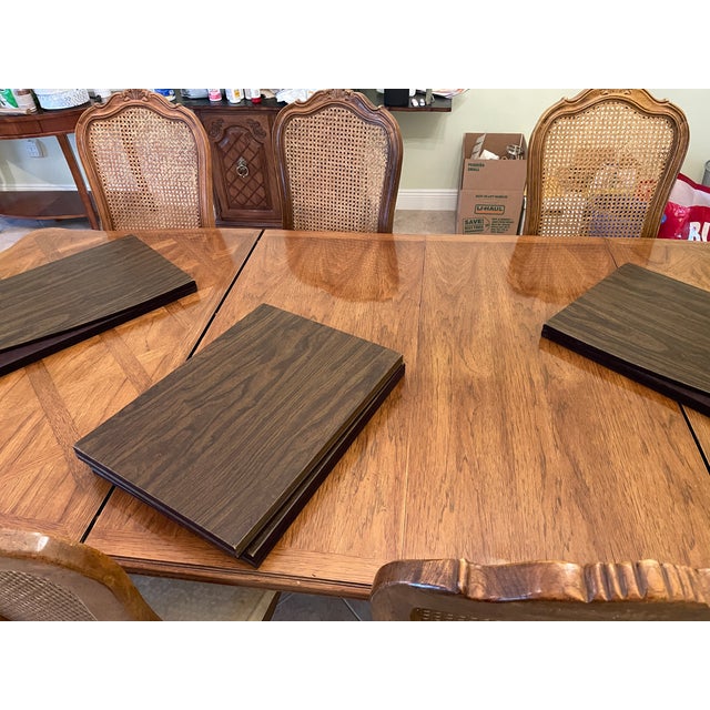 French Provincial Extendable Dining Table & 6 Chairs For Sale - Image 12 of 16