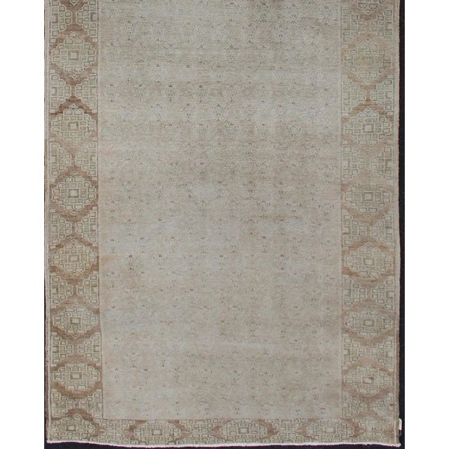 Turkish Floral All-Over Medallion Vintage Turkish Oushak Runner With Faded Color Palette For Sale - Image 3 of 13