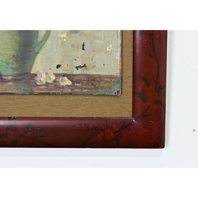 Wood English Vintage Framed Floral Still-Life Painting For Sale - Image 7 of 11