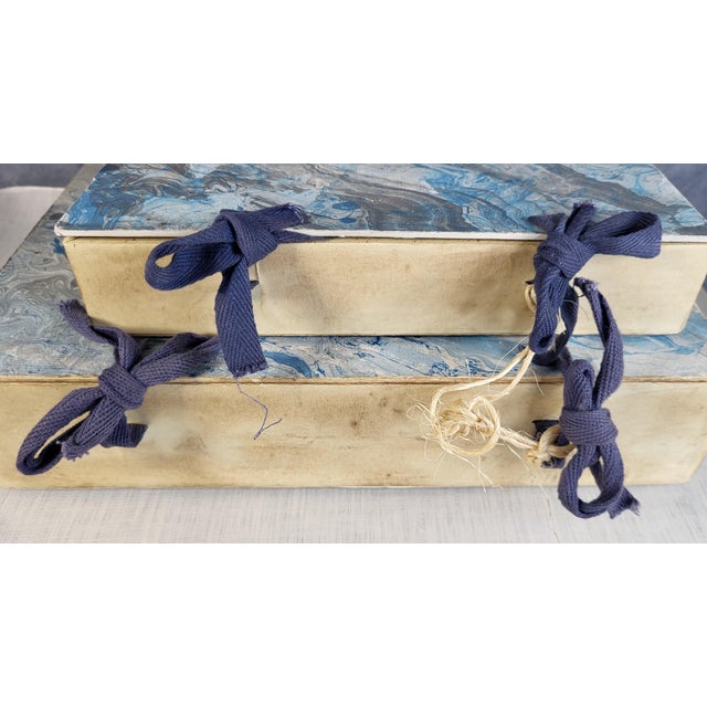 Late 20th Century Hand Painted Marble Decorative Book Boxes - A Pair For Sale - Image 11 of 12