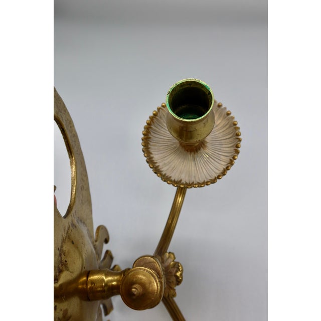 Pair of Solid Brass Two-Arm Rococo Revival Candle Wall Sconces With Acanthus Leaf Backplate, Early 20th Century For Sale - Image 13 of 15