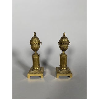 Pair of Louis XVI gilt bronze cassolette candlesticks For Sale