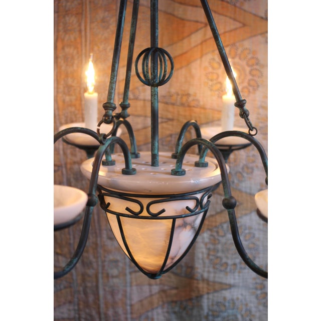 1980s-90s Alabaster Chandelier - Hanging Chandelier For Sale - Image 11 of 18