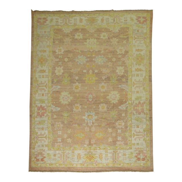 Late 20th Century Colorful Oushak - 8'4" x 11'4" For Sale