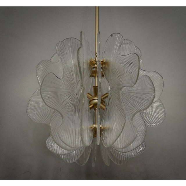 Mid-Century Modern Murano Glass Chandelier in the style of Fontana Arte, 2000s For Sale - Image 3 of 12