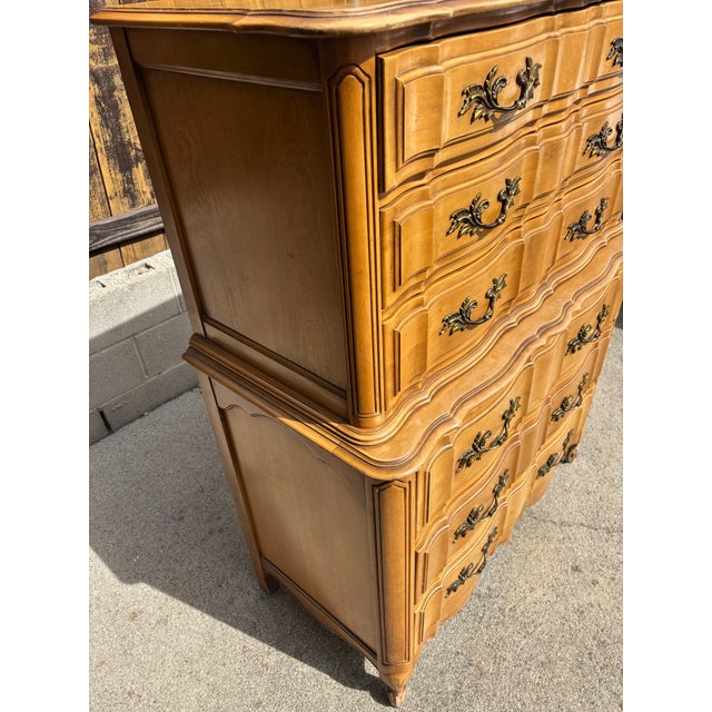 Vintage French Provincial Tall Boy Dresser / Chest of Drawers For Sale - Image 9 of 11