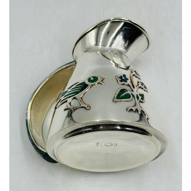 1960s Los Castillo Taxco Malachite & Silver Plate Bird Pitcher For Sale - Image 10 of 15