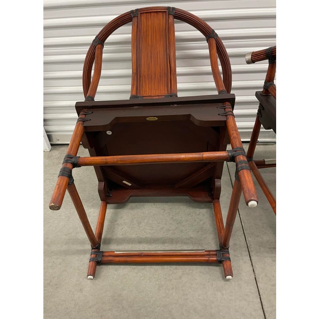 Palecek Chinoiserie Ming Style Bamboo Rattan Club Armchairs - a Pair For Sale - Image 9 of 13