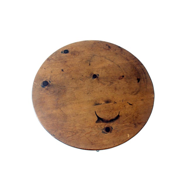 Mid 20th Century Vintage Mid-Century Wrought Iron Bistro Table With Wood Top For Sale - Image 5 of 13