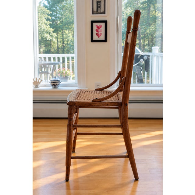 Wood Antique Oak Child’s Youth Table Chair With Cane Seat, Circa 1900 For Sale - Image 7 of 8