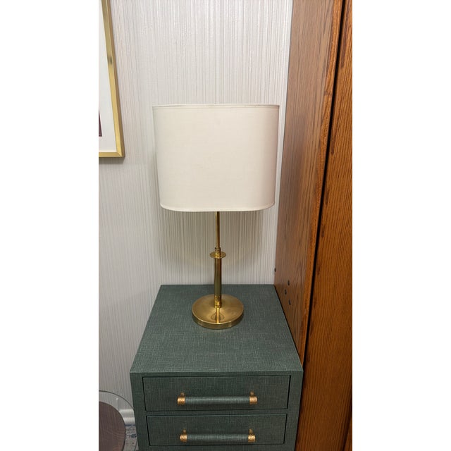 1970's Ethan Allen Hollywood Regency Brass Table Lamp For Sale - Image 10 of 12