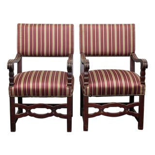 Mid 20th Century Pair of Multi-Color Striped Chairs For Sale