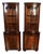 1950s Georgian Style Mahogany Inlaid Pair of Corner Display Cabinets 2 Keys For Sale