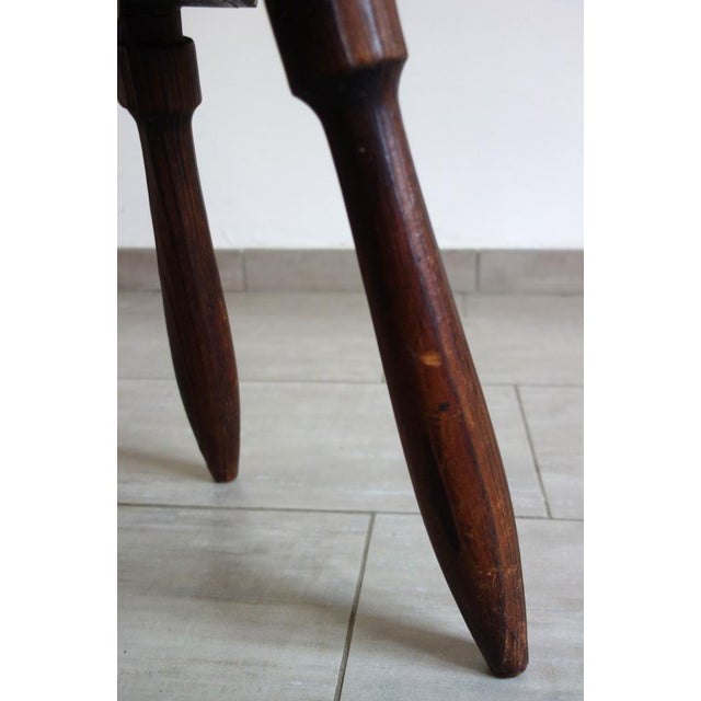 Wood Brutalist Tripod Chair in Carved Wood, France, 1960s For Sale - Image 7 of 14