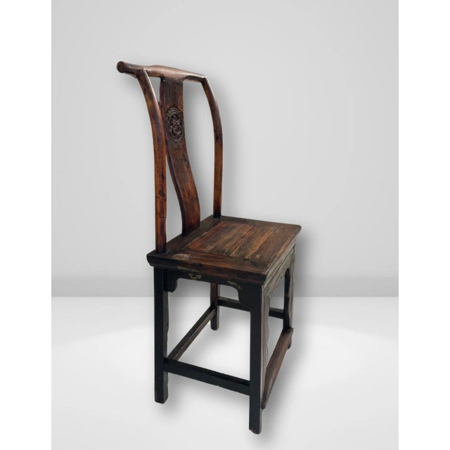 Mid 19th Century Pair of 19th-Century Chinese Yoke-Back Chairs in Carved Yumu Wood For Sale - Image 5 of 9