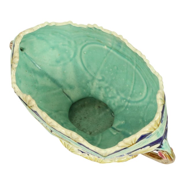 Blue Art Nouveau Majolica Barbotine Vases and Planters, 1890s, Set of 3 For Sale - Image 8 of 18