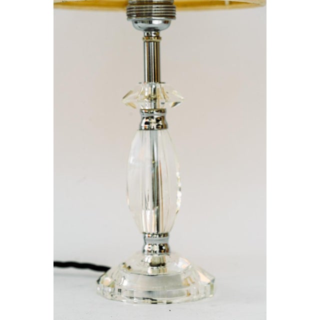 Glass Table Lamp with Chrome Parts and Fabric Shade, Vienna, 1960s For Sale - Image 9 of 11