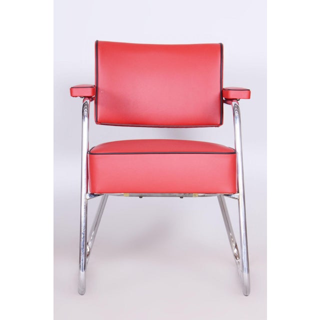 German Bauhaus Armchair in Leather attributed to G. Rohde for Mauser, 1930s For Sale - Image 4 of 12