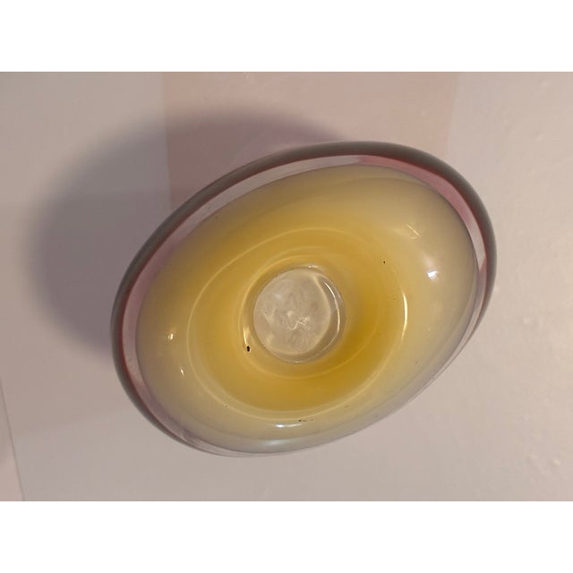 2003 Caleb Siemon Signed Studio Art Glass Oval Sommerso Vase - Ruby & Cream For Sale - Image 13 of 14