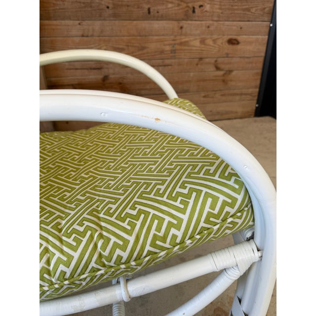 Vintage Mid-Century Bent Rattan Lounge Chairs With Quadrille China Seas Upholstery For Sale - Image 9 of 12