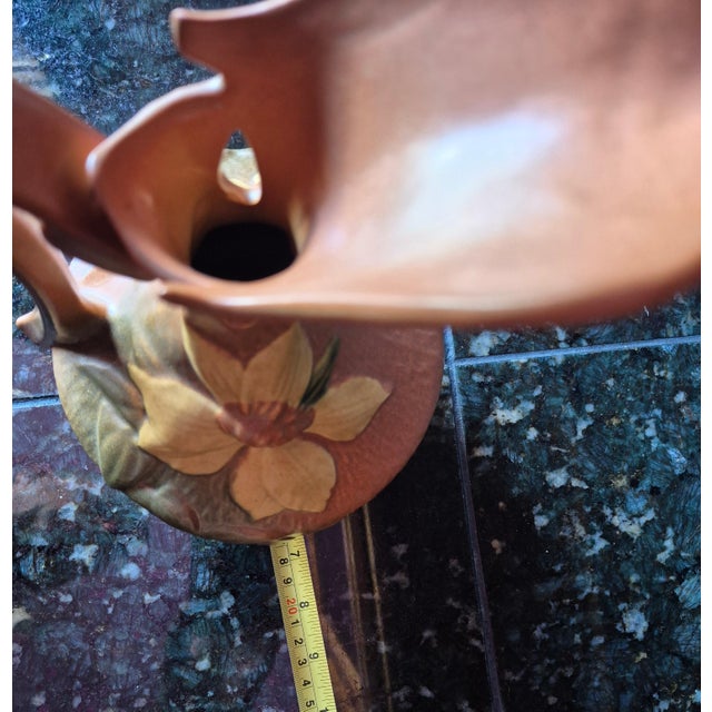 Roseville Pottery 1940s Vintage Roseville Pottery Clematis Ewer Pitcher For Sale - Image 4 of 7