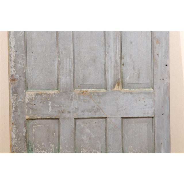Wood Vintage Oversized Grey Painted Wood Six-Panel Door For Sale - Image 7 of 8
