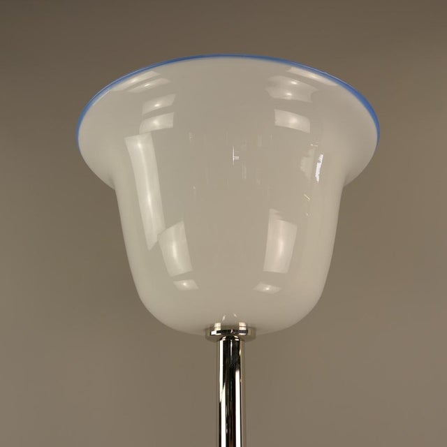 Large Art Deco Chrome Floor Lamp with Opal Glass Shade, Münich, 1920s For Sale - Image 9 of 16