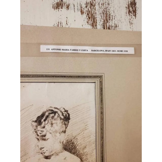 Figurative Italian School Antonio Maria Fabres Y Costa Drawing on Paper For Sale - Image 3 of 8