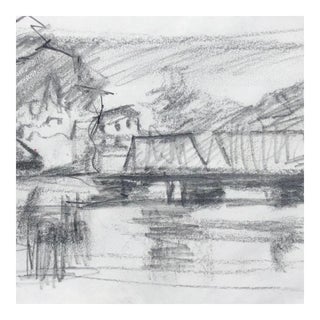 1980s John Reilly River Landscape Drawing For Sale