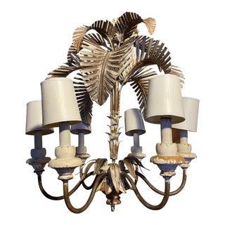Tole Palm Leaf Chandelier For Sale
