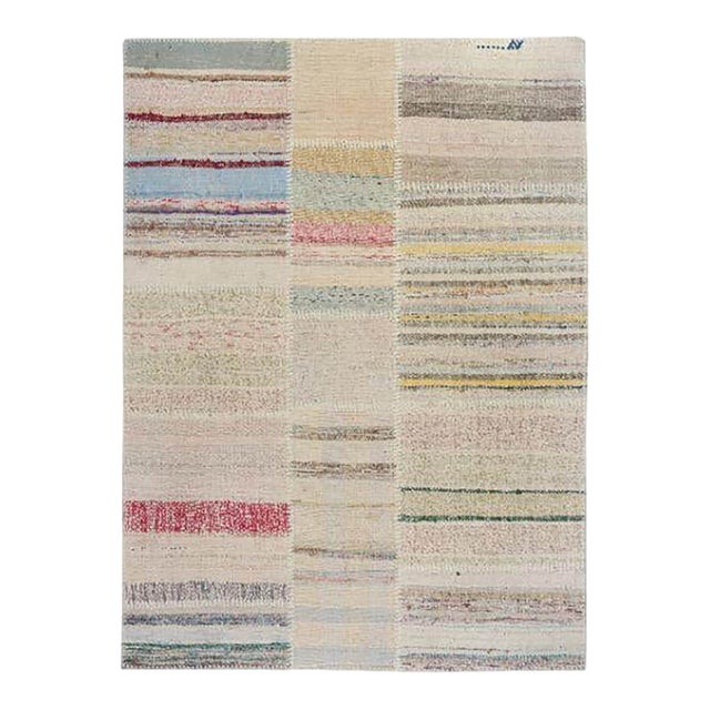 Rug & Kilim’s Patchwork Kilim in Polychromatic Stripes For Sale