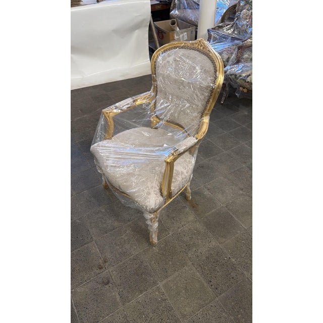 1960s 1960s Rococo Armchairs Beige Upholstery Salon Accent Chairs For Sale - Image 5 of 9
