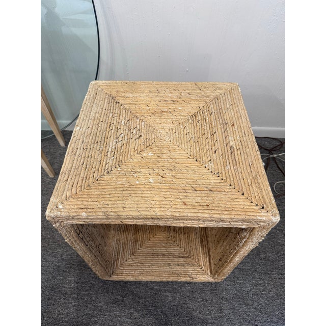 Wood Rattan End Table For Sale - Image 7 of 7