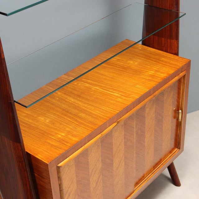 Wood Vintage Bookcase in Exotic Wood Veneer, 1960s For Sale - Image 7 of 12