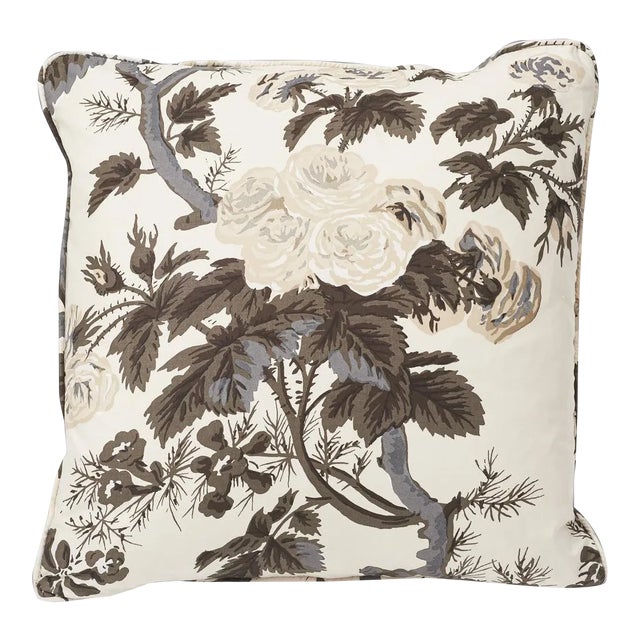 Schumacher Double-Sided Pillow in Pyne Hollyhock Print For Sale