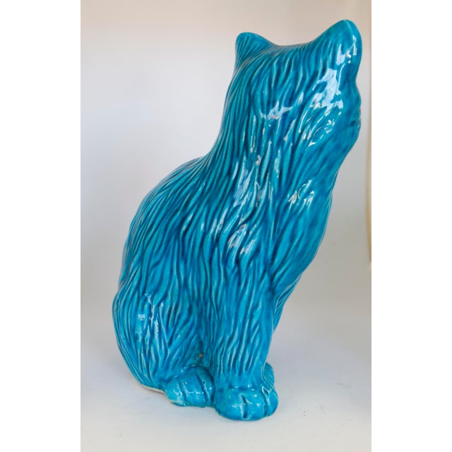 vintage Chinese blue cat 6” tall x 2-1/2” wide 1” depth.