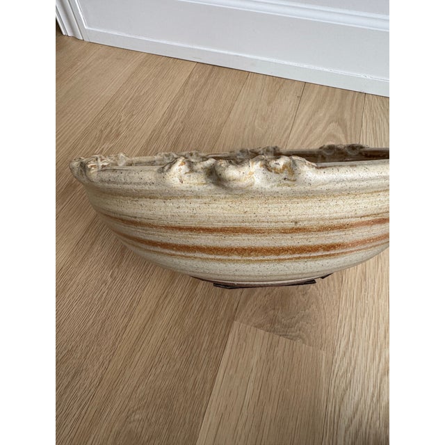 1970s Large Signed 1970s American Studio Pottery Stoneware Decorative Bowl/Centerpiece For Sale - Image 5 of 9