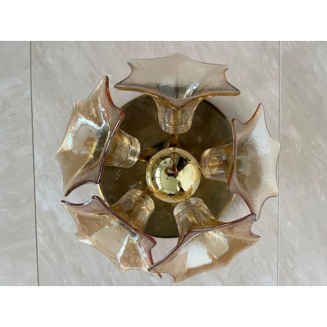 Mid-Century Amber Murano Glass Sputnik Flower Ceiling from Sische, 1960s For Sale - Image 4 of 11