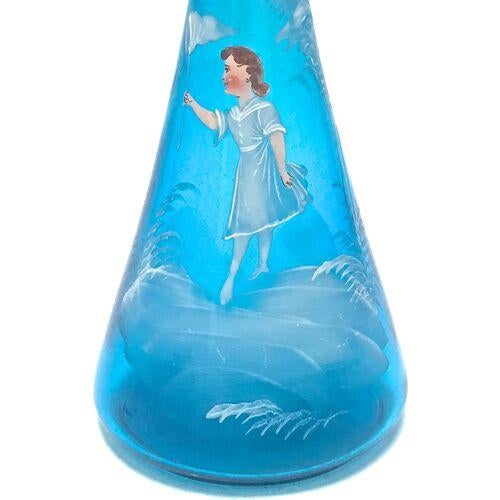 Figurative Antique Victorian M. Gregory Enameled Glass Vase For Sale - Image 3 of 5