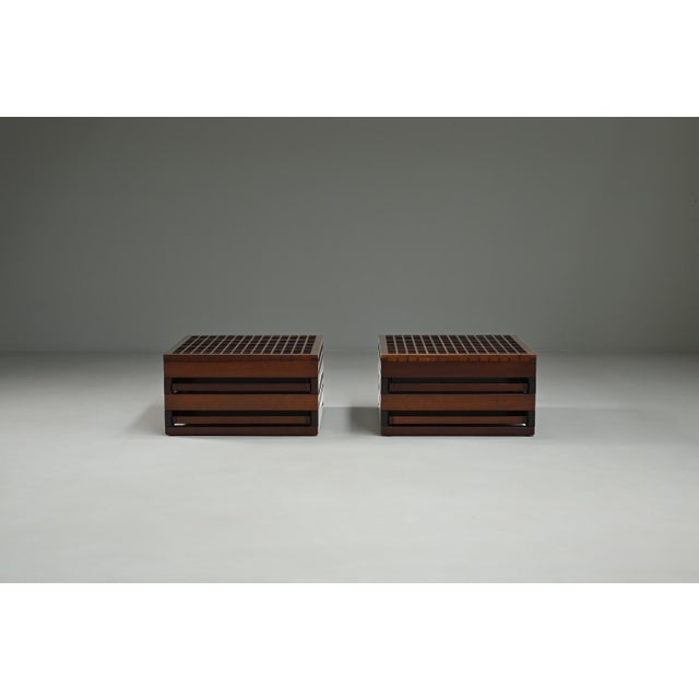 Set of 2 Tetra tables by Bernard Vuarnesson for Bellato, 1980s Italy. Designed by French designer Bernard Vuarnesson this...