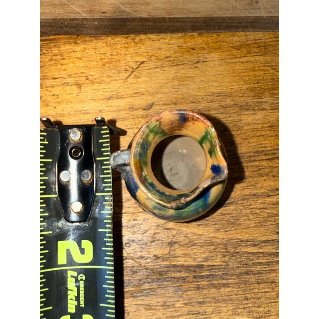 Rare Antique Miniature Strasburg, Va Multi Glazed Redware Pitcher 2.5” C. 1890’s For Sale - Image 11 of 11