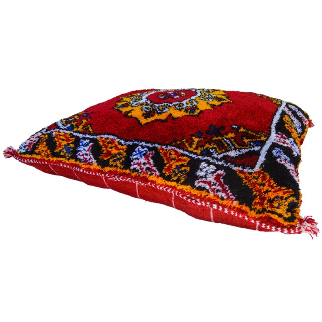 Textile Mid 20th Century Moroccan Colorful Berber-Patterned Wool Pillow For Sale - Image 7 of 11