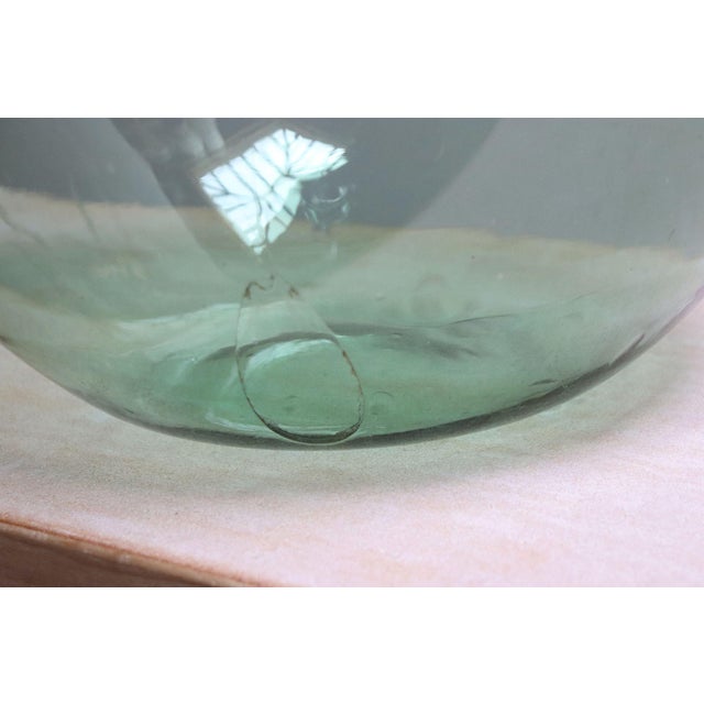 Vintage Italian Mouth Blown Glass Bulbous Demijohn in Seafoam Green For Sale - Image 13 of 18