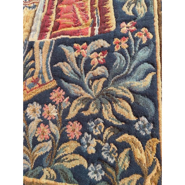 Vintage Aubusson Style Jaquar Tapestry with Medieval Museum Design, 1970s For Sale - Image 9 of 18