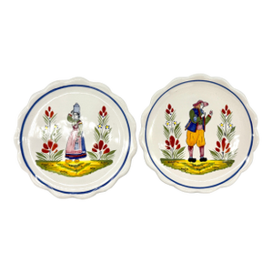 Pair of Small Scalloped Henriot Quimper Faience Dishes